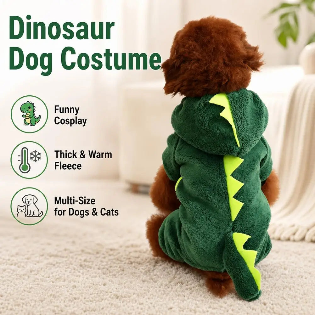 Dino Hoodie features: dino look, thick warm fleece, sizes for dogs and cats